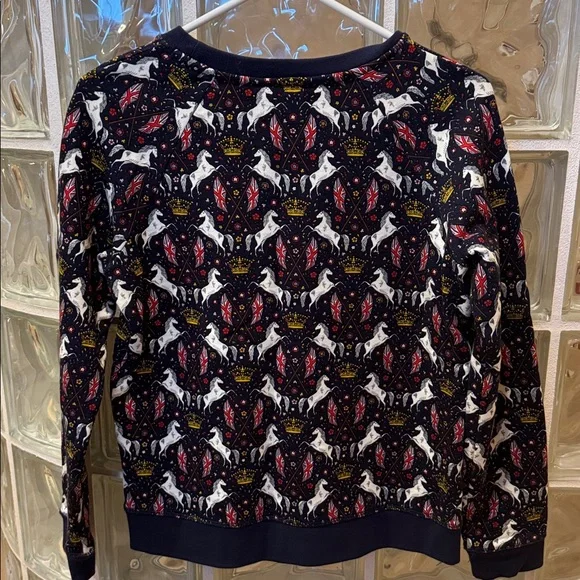 Boden Navy Sweatshirt with Unicorn & Union Jack Design - Picture 3 of 4